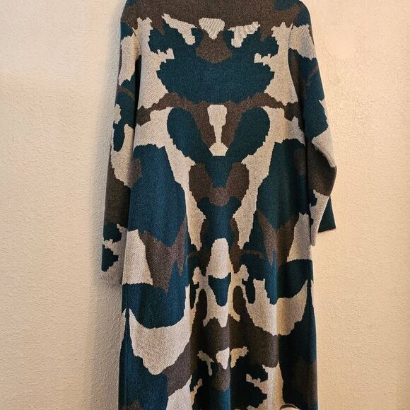 NWOT Indigenous Ink Blot 100% Organic Cotton Cardigan Sweater: Peru: Blue Camo - Picture 7 of 10